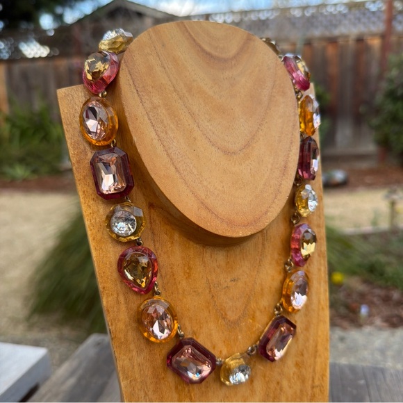 J. Crew Jewelry - J Crew Statement Necklace Multi Color Jewel Box  18” Gold Tone Chain